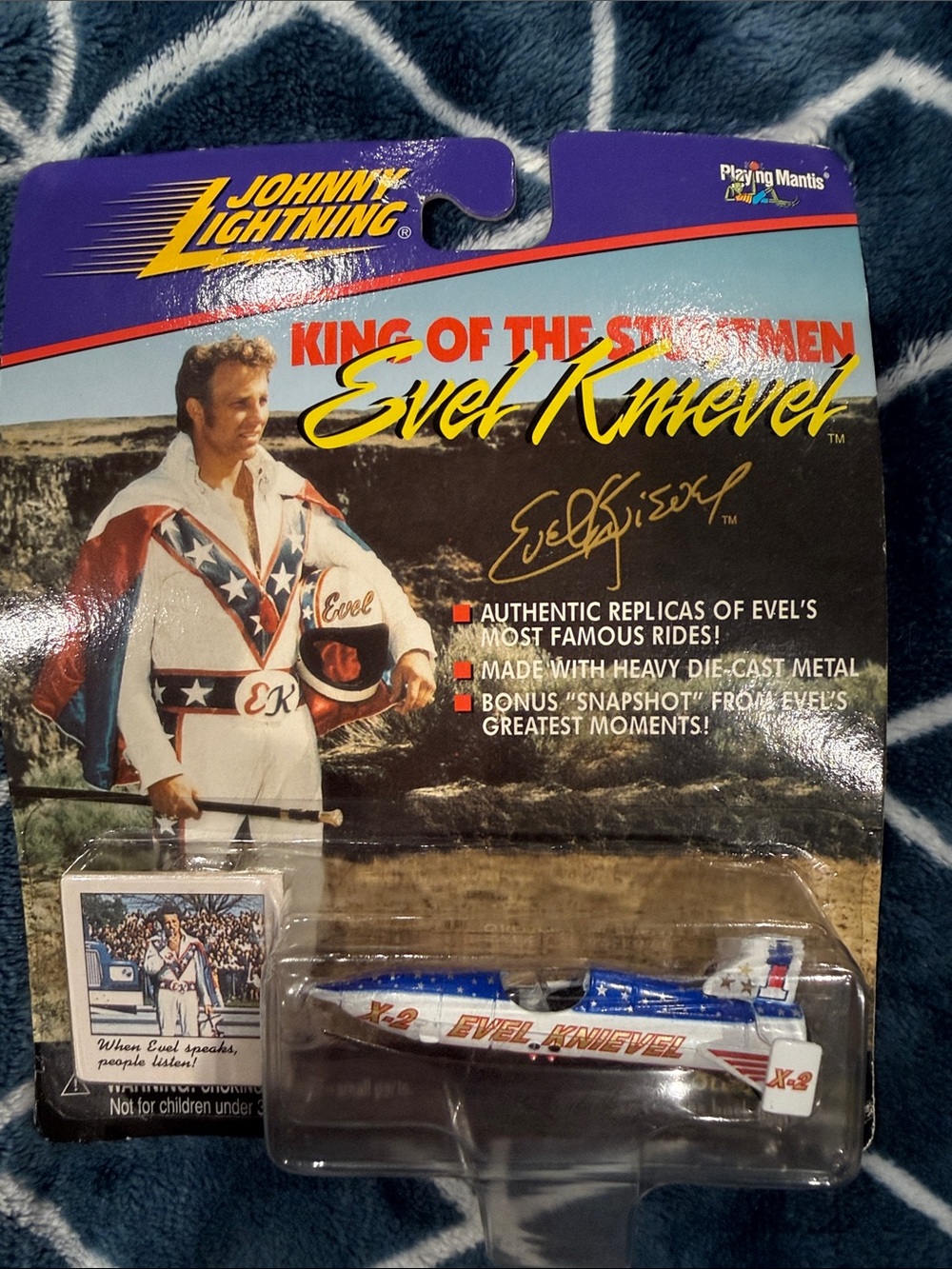 Johnny Lightning Evel Knievel X-2 Die-Cast Rocket Car - Blue & White